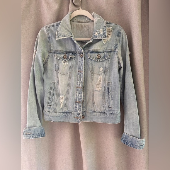 Rewash Jackets & Blazers - Rewash Light Blue Distressed Jean Jacket